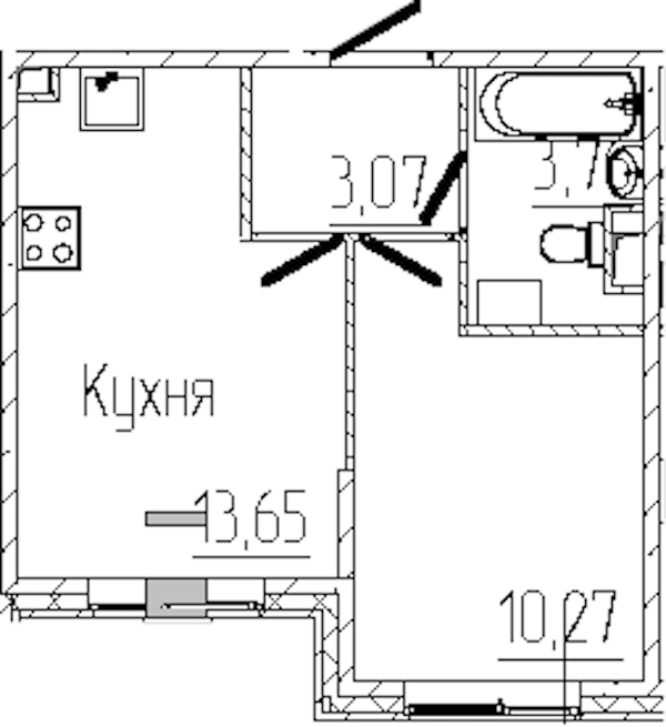 1-комнатная квартира 30.75 м², 1/8 эт., ЖК «SERTOLOVO PARK»